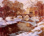Mulhaupt, Frederick John Choate Bridge, Winter oil painting artist
